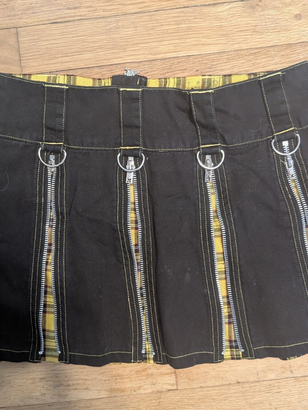 vintage yellow plaid and black Tripp NYC miniskirt